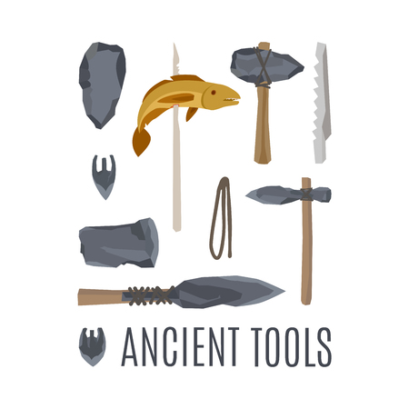 Ancient tools, vector isloated set of elements for game designのイラスト素材