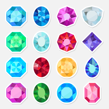 Vector jewels or precious diamonds gem stickers setのイラスト素材