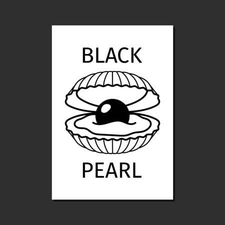 Black pearl in shell vector logo template in black and white colorsのイラスト素材