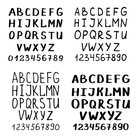 Handwriting font or calligraphy latin alphabet vector isolated on white backgroundのイラスト素材