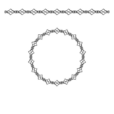 Black vector border and circle frame in minimalism styleのイラスト素材