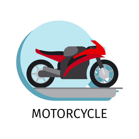 Motorcycle in flat style with sign on white backgroundのイラスト素材