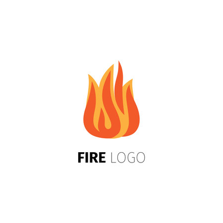 Fire icon. Vector fire flame logo template isolated on white backgroundのイラスト素材
