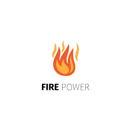 Fire power icon. Vector fire flame logo template isolated on white backgroundのイラスト素材