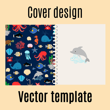 Cover design for print with sea pattern. Vector illustrationのイラスト素材