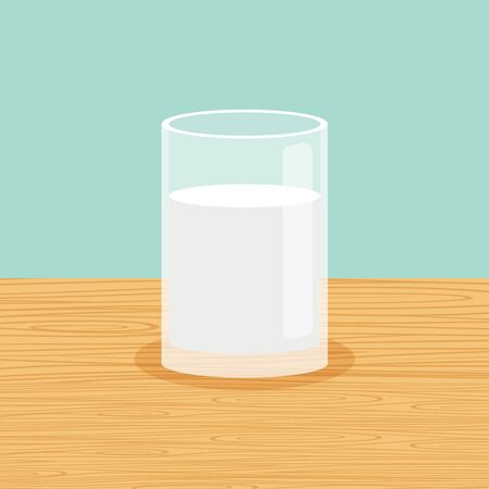 Fresh and natural farm glass of milk on the table vectorのイラスト素材