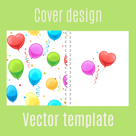 Cover design for print with cartoon party balloons pattern. Vector illustrationのイラスト素材