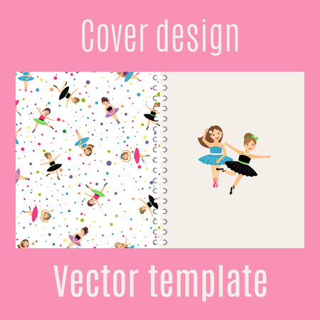 Cover design for print with ballerina and confetti pattern, vector illustrationのイラスト素材