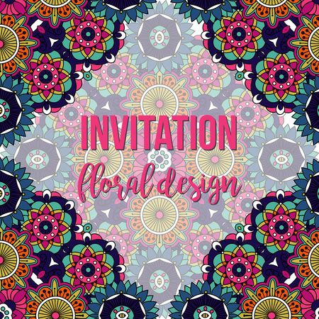 Universal invitation floral card in abstract style, vector illustrationのイラスト素材