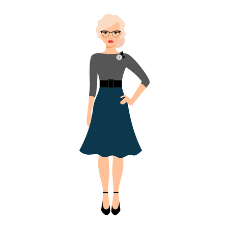 The teacher in glasses isolated vector illustration on white backgroundのイラスト素材