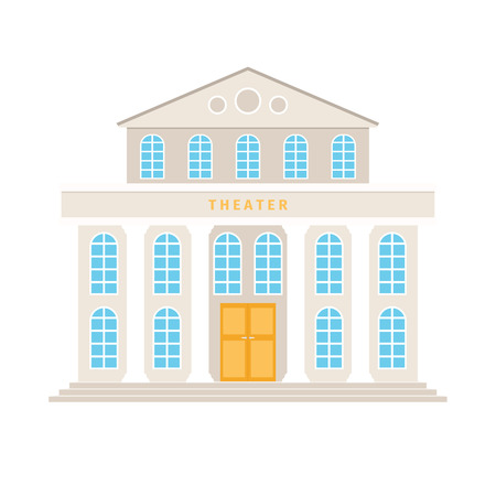Theatre building with columns cartoon icon on white background. Vector illustrationのイラスト素材