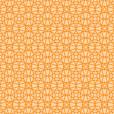 Orange vintage linear arabic style ornamental pattern. Vector illustrationのイラスト素材