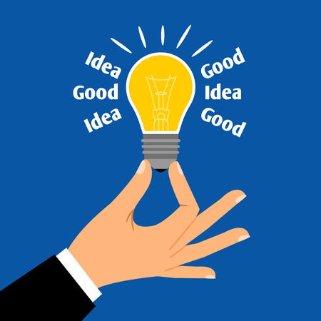Good business idea light bulb concept. Businessman hand holding lightbulb lamp vector illustrationのイラスト素材