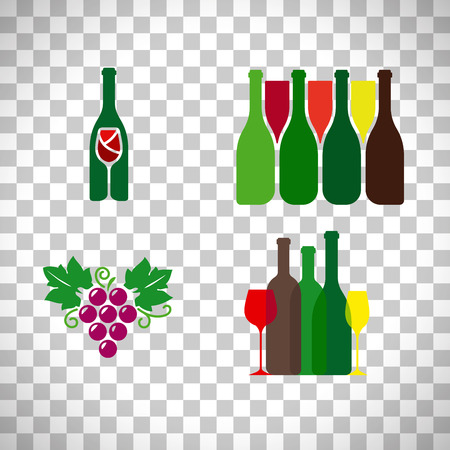 Wine logo with grape set isolated on transparent background. Vector illustrationのイラスト素材