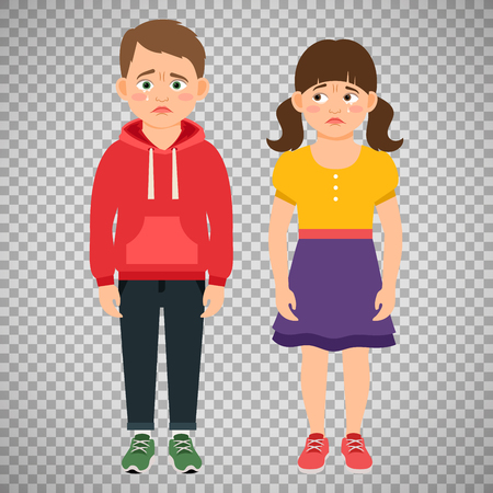 Crying kids characters vector illustration isolated on transparent backgroundのイラスト素材