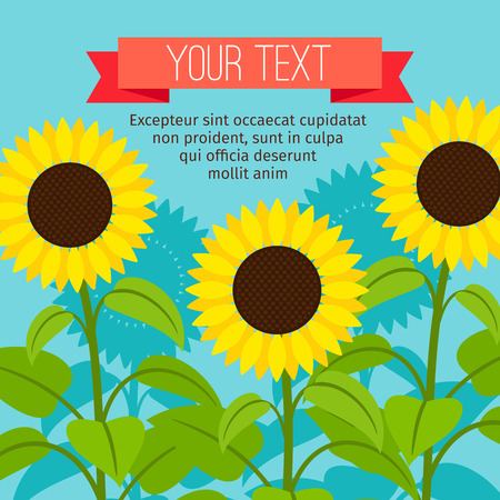 Sunflower beautiful card with place for text. Vector illustrationのイラスト素材