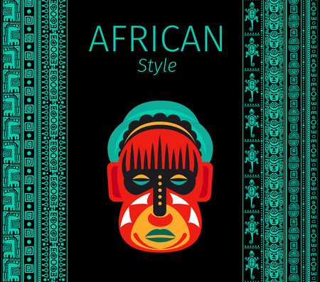 African blue borders and mask symbol vector designのイラスト素材