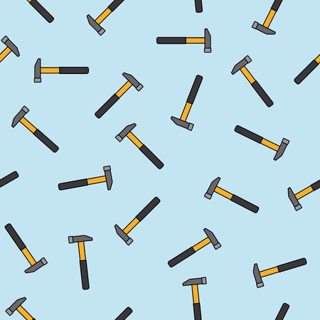 Hammers pattern with light blue background. Vector illustrationのイラスト素材