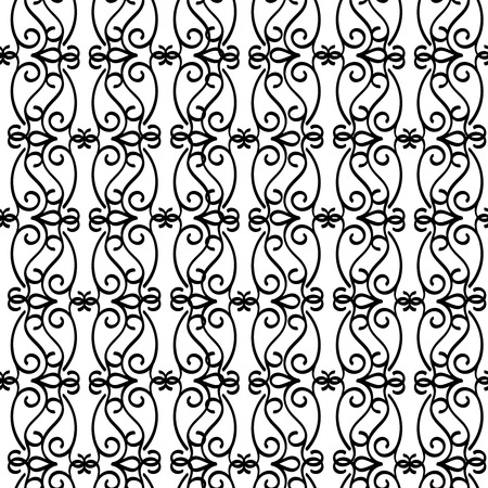 Line black and white pattern with swirls elements. Vector illustrationのイラスト素材