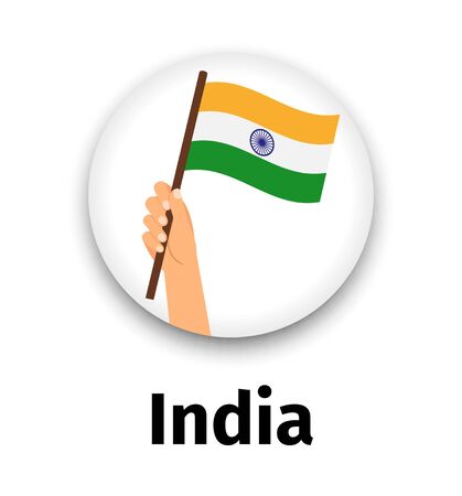 India flag in hand, round iconのイラスト素材