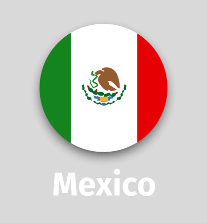 Mexico flag, round icon with shadow.のイラスト素材