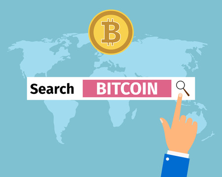 Businessman hand search bitcoin in internetのイラスト素材