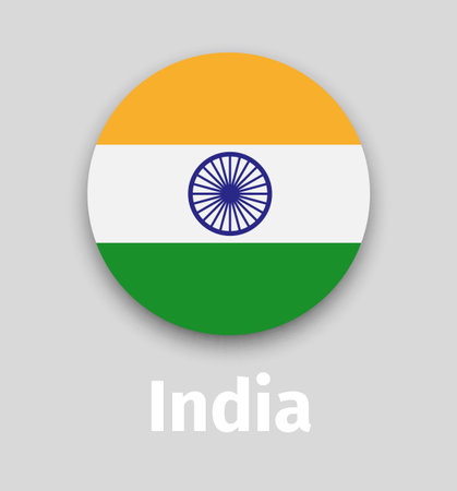 India flag, round icon with shadowのイラスト素材