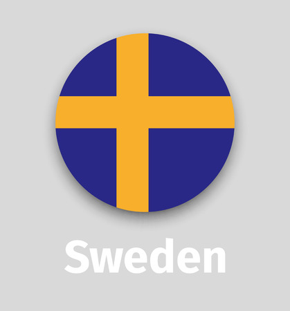 Sweden flag, round icon with shadowのイラスト素材