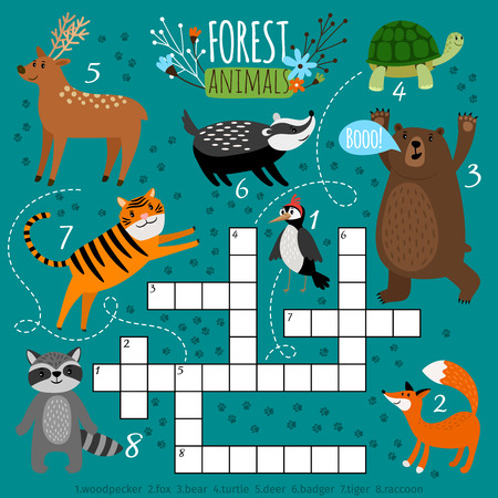 Printable animal crossword.のイラスト素材