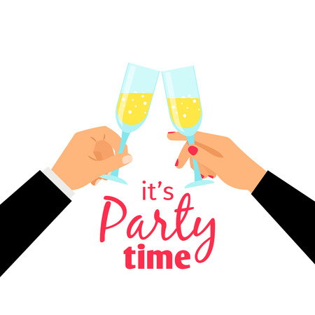 Hand holding champagne glass, success concept, vector illustrationのイラスト素材