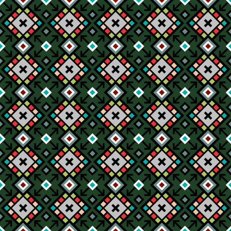 Decorative geometric pattern in bright green colors, vector illustration