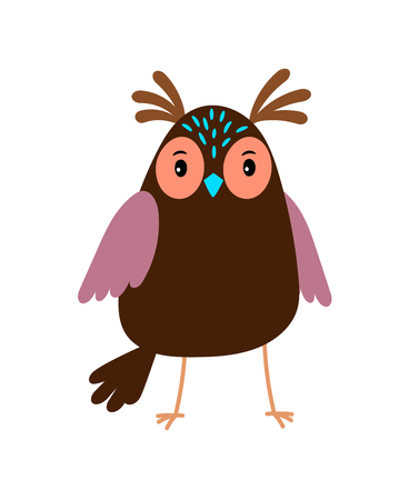 Cute cartoon owl bird icon isolated on a plain backgroundのイラスト素材