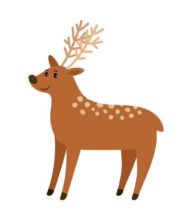 Spotted cartoon deer on whiteのイラスト素材