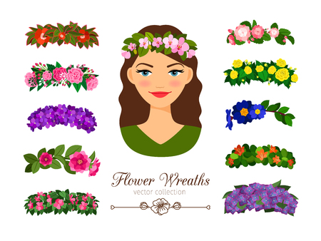 Girls flower wreathsのイラスト素材
