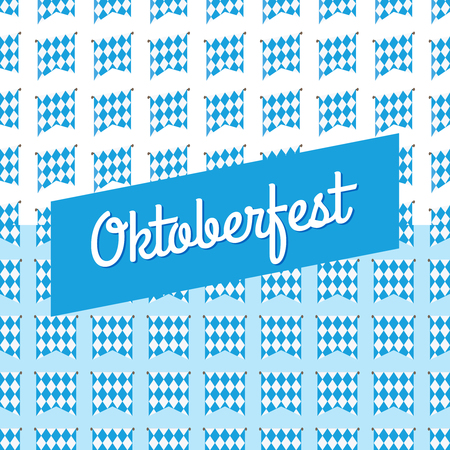 Oktoberfest blue background. Germany octoberfest bavarian beer fest flags patternの写真素材