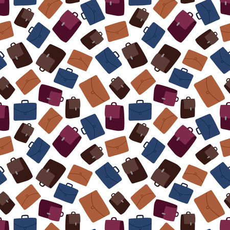 Cartoon business suitcase seamless pattern on white background, vector illustrationの写真素材
