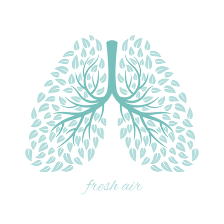 Lungs with foliage. Healthy ecological lungs with leaves anti tuberculosis concept vector illustrationのイラスト素材
