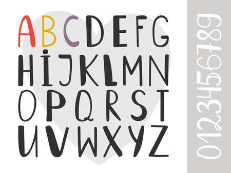 Handdrawn alphabet. Artistic hand written font, dura vector handwrite letters, handwriting graphic type symbolsのイラスト素材