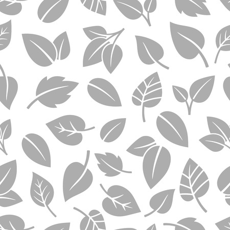 Monochrom foliage pattern. Clean spring natural foliage design seamless background, grey leaves vector wallpaper textureのイラスト素材