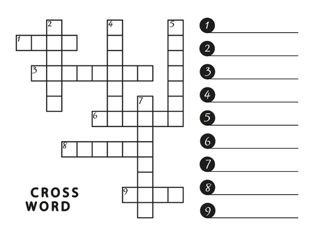 Black and white crossword vector template page. Illustration of crossword black white, riddle entertainmentのイラスト素材
