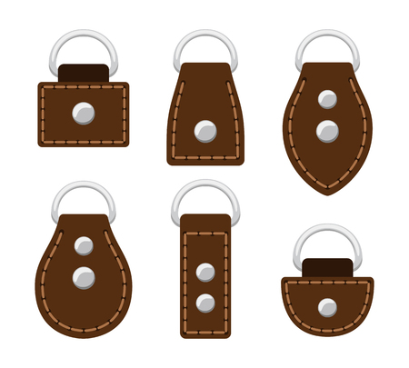 Sample of cartoon leather belt and buckle. Vector belt object strap illustrationのイラスト素材
