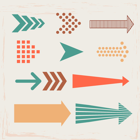 Arrows and directions signs in flat style vector setのイラスト素材