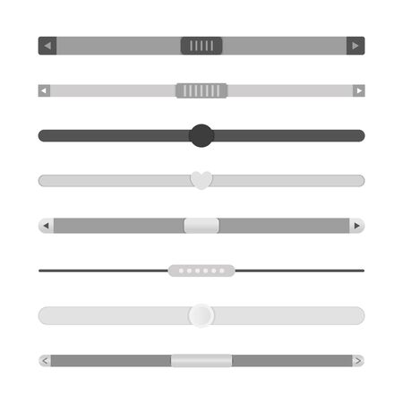 Scrollbars. Website design template scroll bars, computer ui scrolling tools vector elements, web rollover bar set isolated on white backgroundのイラスト素材