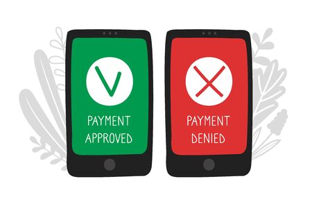 Mobile banking. Payment error and approved, online transaction service vector illustrationのイラスト素材