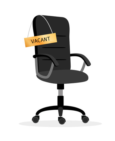 Vacant office chair. Empty chair job recruitment symbol, offices work recruit or hiring talents wanted conceptのイラスト素材