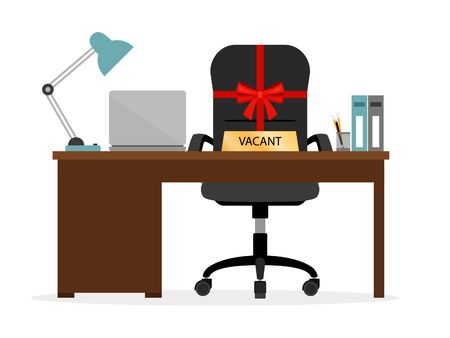 Vacant chair hr icon. Had hunter , employment new office staff needed concept vector illustrationのイラスト素材