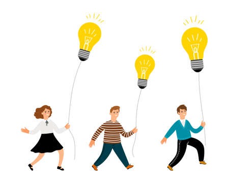 Creative kids with lamp bulbsのイラスト素材
