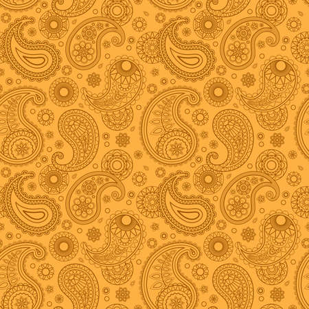 Yellow color arabic paisley pattern. Vector illustrationのイラスト素材