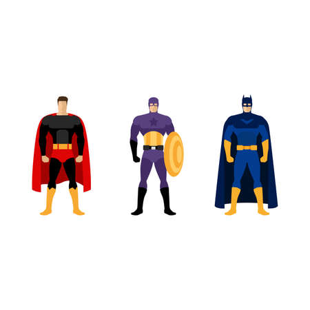 Superhero costumes isolated vector set of clothes for super heroesのイラスト素材