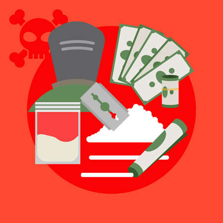Drugs poster with criminal and money, vector illustrationのイラスト素材